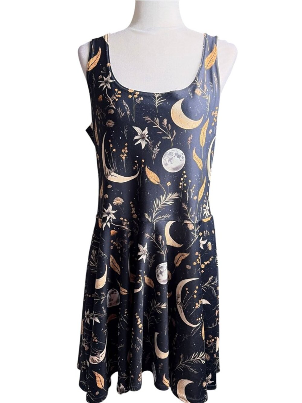 Moonlit Botanica Skater Dress - Witchy Dark Academia Fashion Rogue and Wolf XL